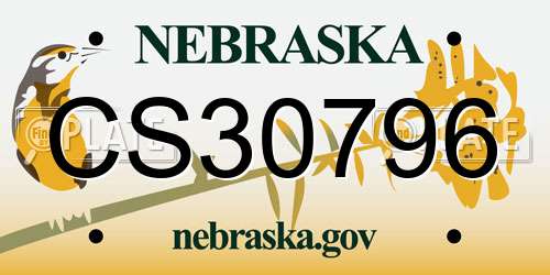 CS30796 Nebraska License Plate