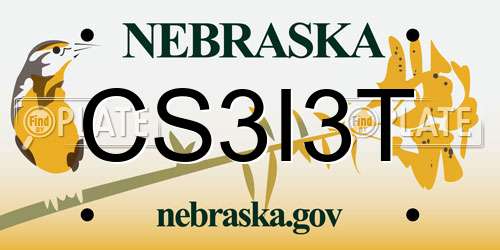 CS3I3T Nebraska License Plate