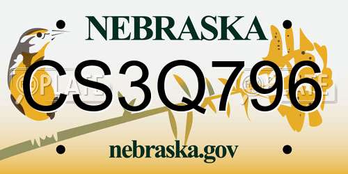 CS3Q796 Nebraska License Plate