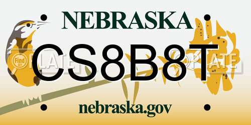 CS8B8T Nebraska License Plate