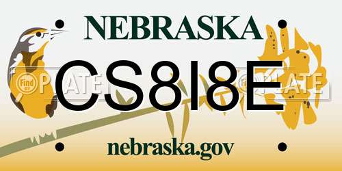 CS8I8E Nebraska License Plate