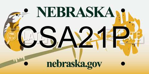 CSA21P Nebraska License Plate