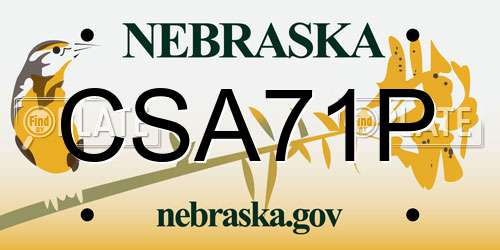 CSA71P Nebraska License Plate