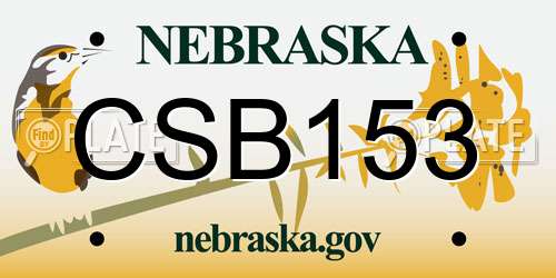 CSB153 Nebraska License Plate