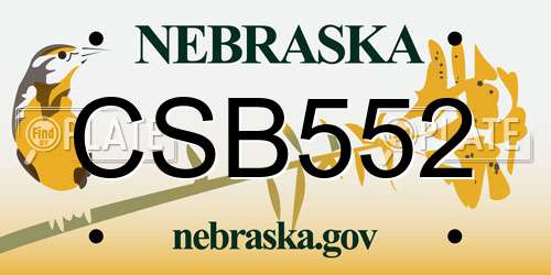 CSB552 Nebraska License Plate