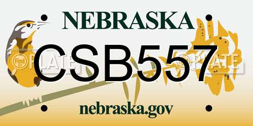 CSB557 Nebraska License Plate