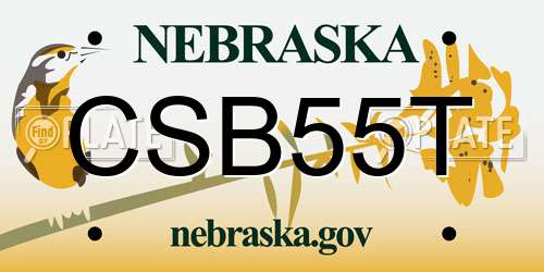 CSB55T Nebraska License Plate