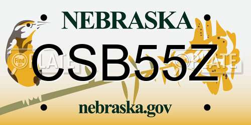 CSB55Z Nebraska License Plate