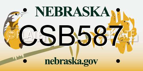 CSB587 Nebraska License Plate