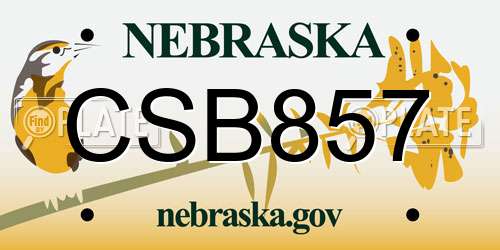CSB857 Nebraska License Plate