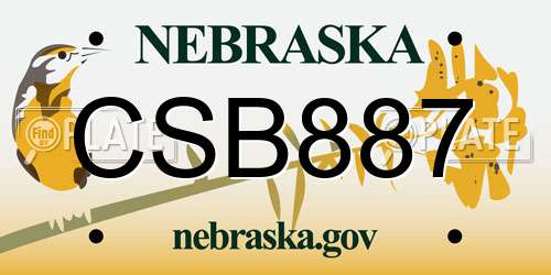 CSB887 Nebraska License Plate