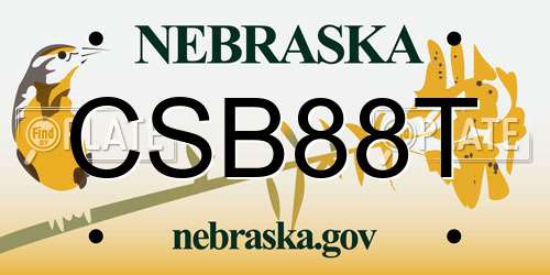 CSB88T Nebraska License Plate