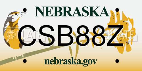 CSB88Z Nebraska License Plate