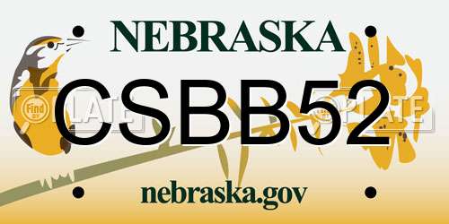 CSBB52 Nebraska License Plate