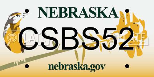 CSBS52 Nebraska License Plate