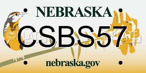 CSBS57 Nebraska License Plate
