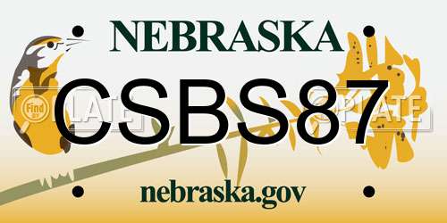 CSBS87 Nebraska License Plate