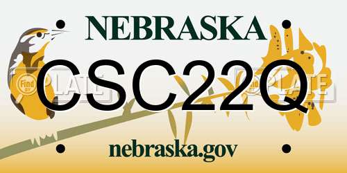 CSC22Q Nebraska License Plate