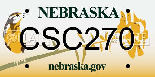 CSC270 Nebraska License Plate