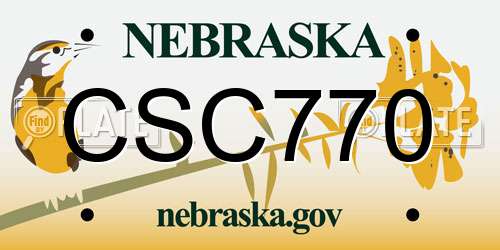 CSC770 Nebraska License Plate