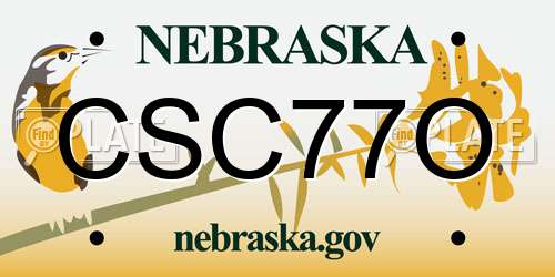 CSC77O Nebraska License Plate