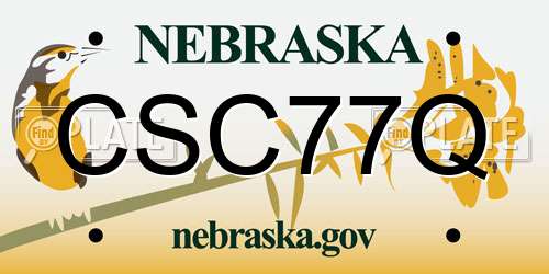 CSC77Q Nebraska License Plate