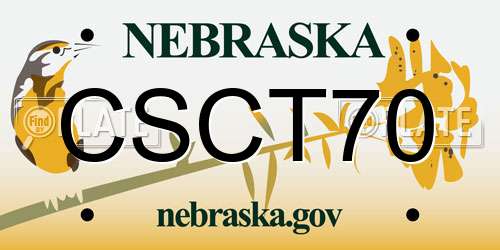 CSCT70 Nebraska License Plate