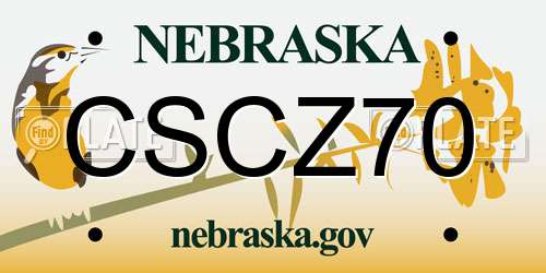 CSCZ70 Nebraska License Plate