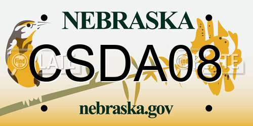 CSDA08 Nebraska License Plate