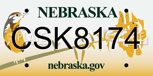 CSK8174 Nebraska License Plate