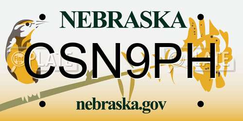 CSN9PH Nebraska License Plate