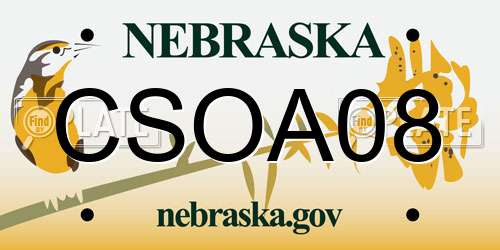 CSOA08 Nebraska License Plate