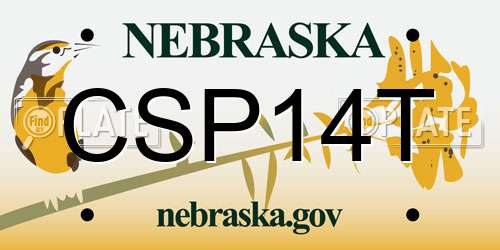 CSP14T Nebraska License Plate