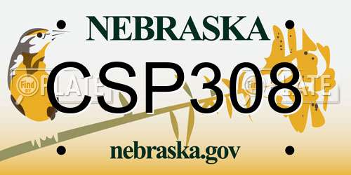 CSP308 Nebraska License Plate