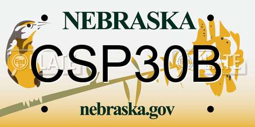 CSP30B Nebraska License Plate