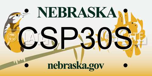 CSP30S Nebraska License Plate