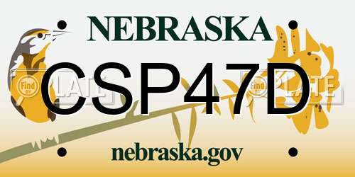 CSP47D Nebraska License Plate