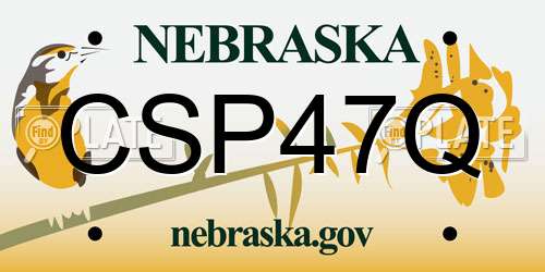 CSP47Q Nebraska License Plate