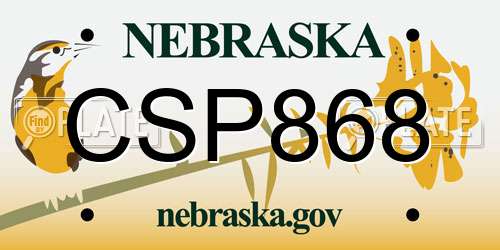 CSP868 Nebraska License Plate