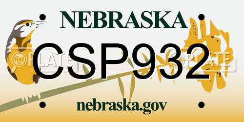 CSP932 Nebraska License Plate