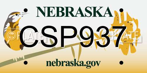 CSP937 Nebraska License Plate