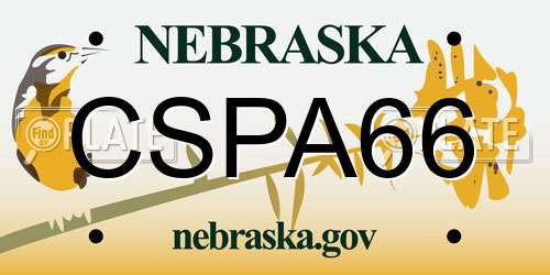 CSPA66 Nebraska License Plate