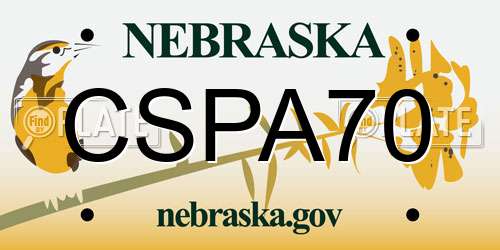 CSPA70 Nebraska License Plate