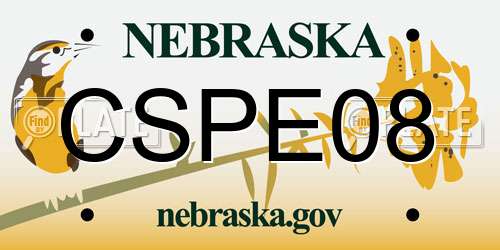 CSPE08 Nebraska License Plate