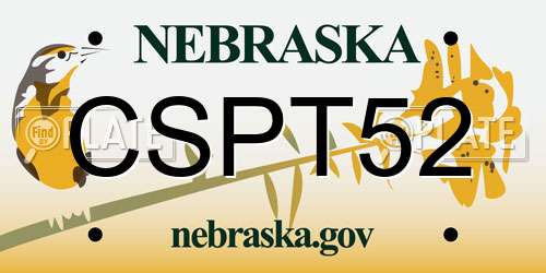 CSPT52 Nebraska License Plate