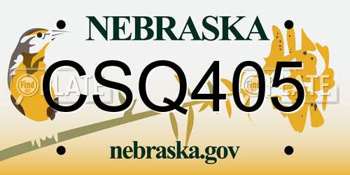 CSQ405 Nebraska License Plate