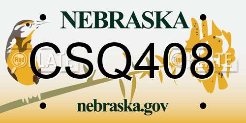 CSQ408 Nebraska License Plate