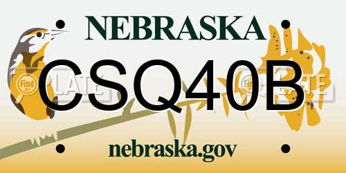CSQ40B Nebraska License Plate