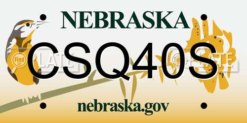 CSQ40S Nebraska License Plate