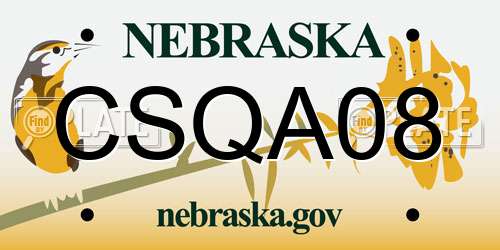 CSQA08 Nebraska License Plate
